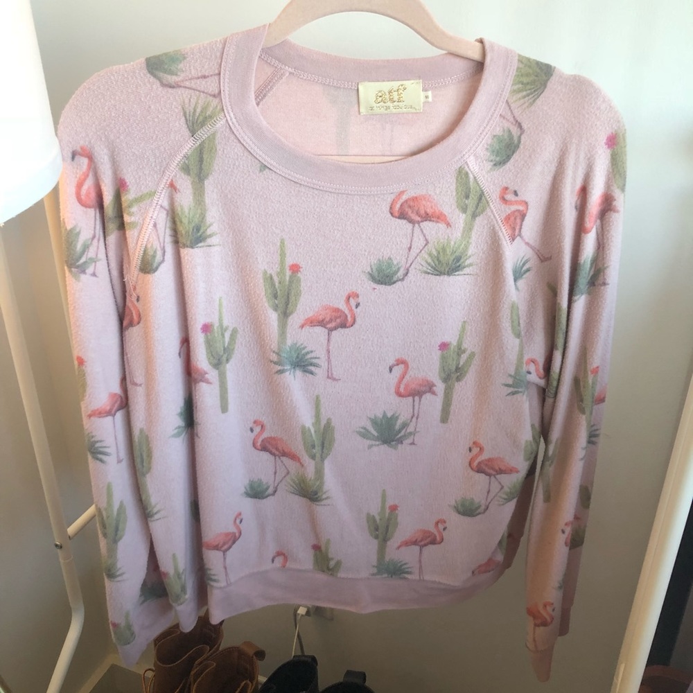 TRENDY Cactus/Flamingo Print Sweatshirst Sz S